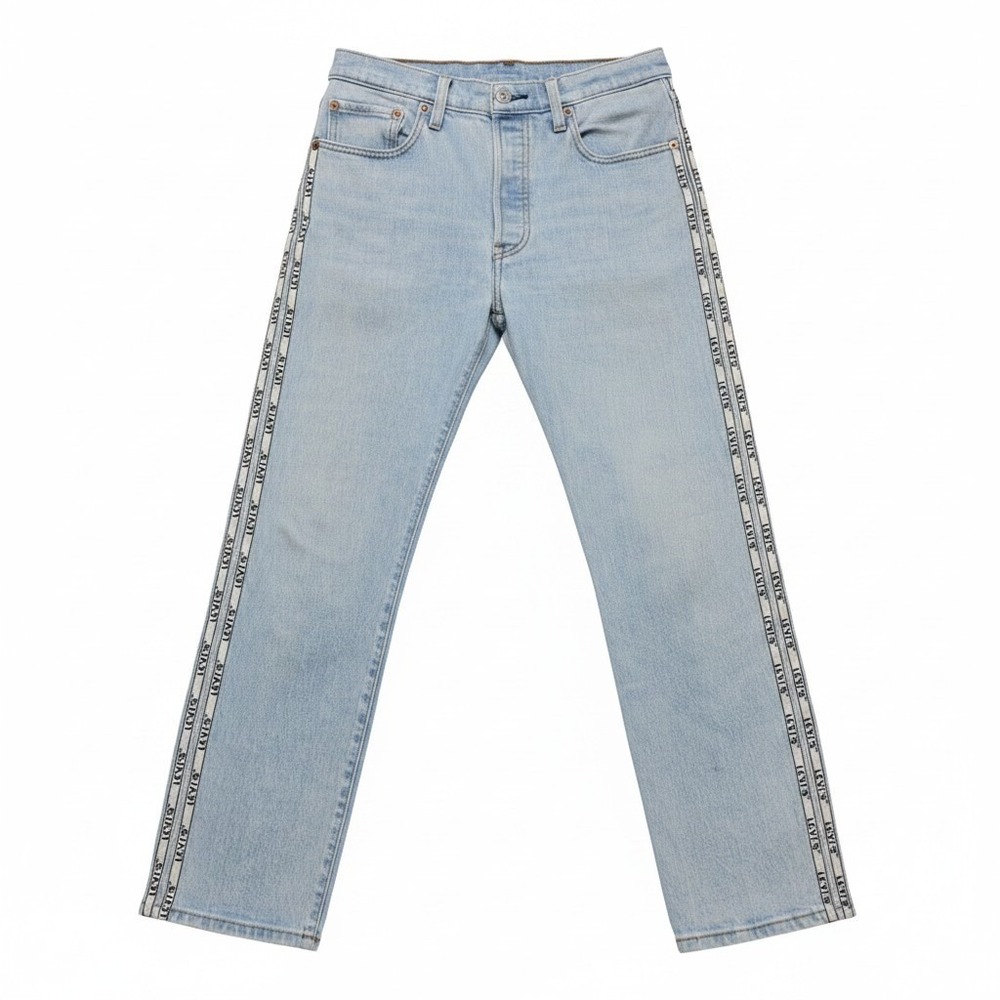 Jeans Levis 29 Womens Light Blue Excellent 501 Premium Side Logo Tape Straight‎